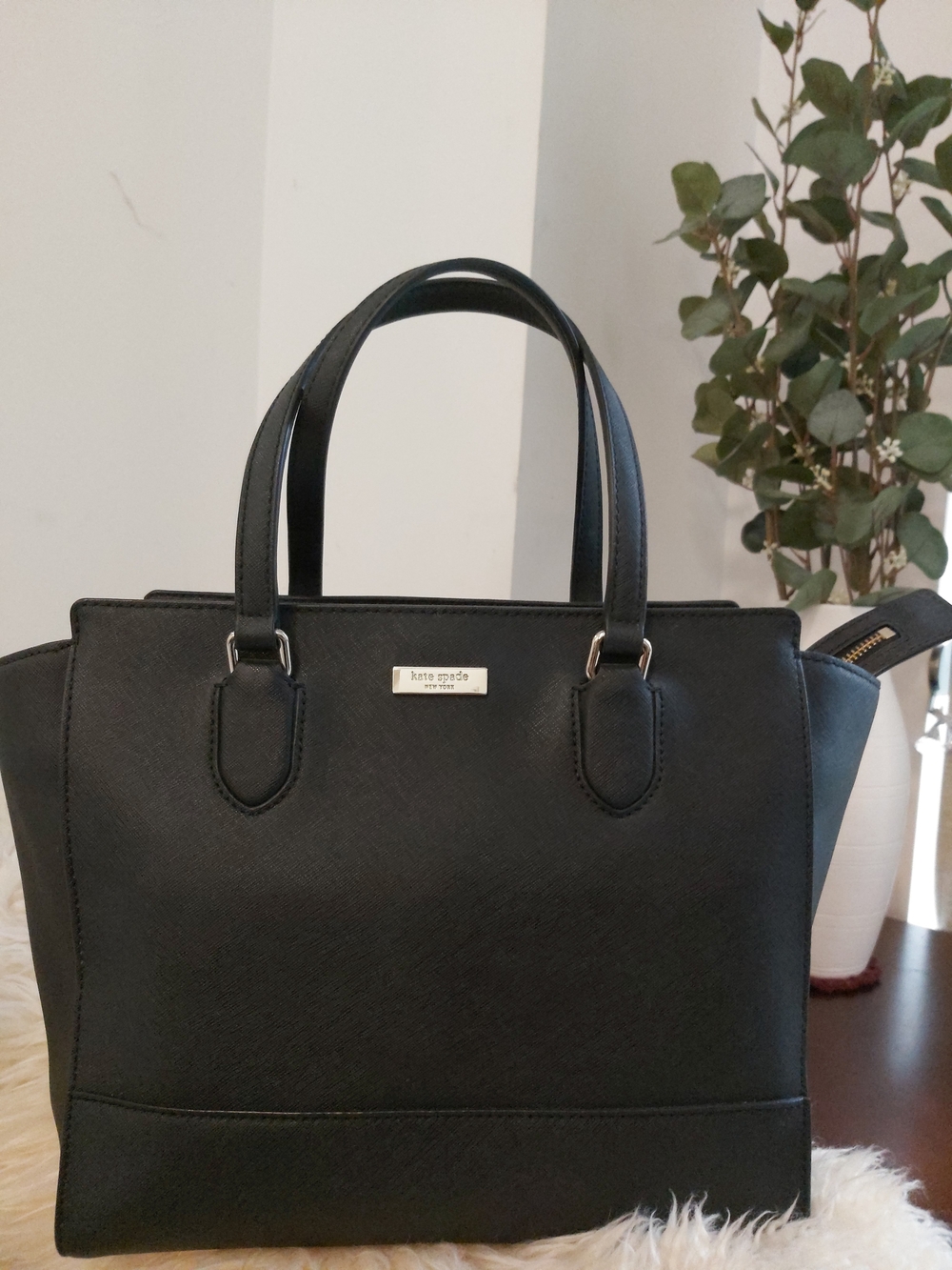 Kate Spade Black Structured Medium Saffiano Tote